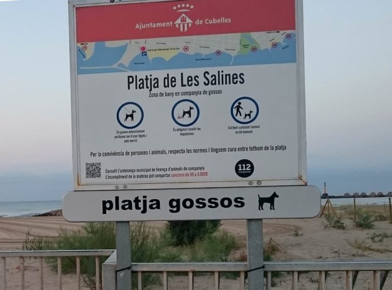 Cartel playa de perros cubelles